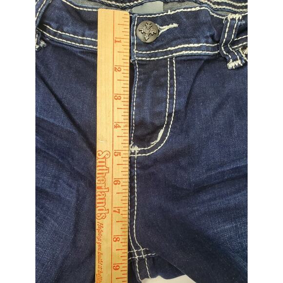 Distressed Vanity Jeans 32 x 32 Premium Embellish Slim Skinny Low Dark Stretch - Picture 11 of 12